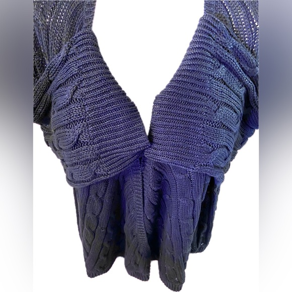 Ralph LAUREN SWING SWEATER Navy Italian Linen Cable Swing Hem L-XL Excellent - Picture 5 of 10